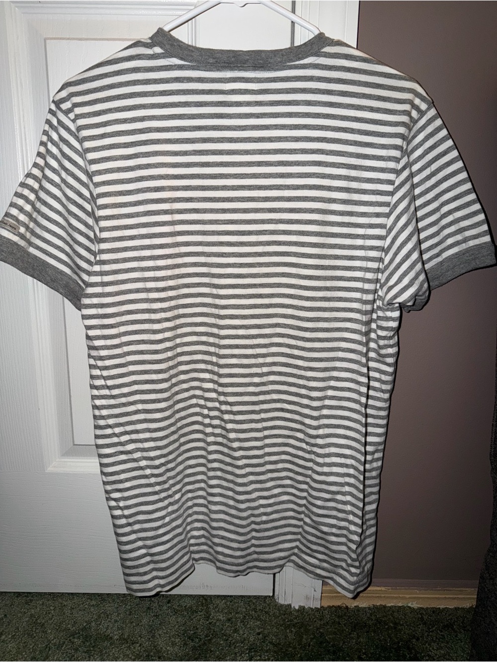 Calvin Klein Gray & White Striped Short-Sleeve Crewneck Tee - Picture 2 of 3